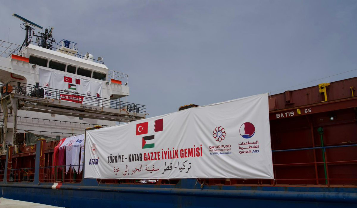 Aid Ship Sent by QFFD Docks in Egypt's El-Arish Port in Support of Gaza